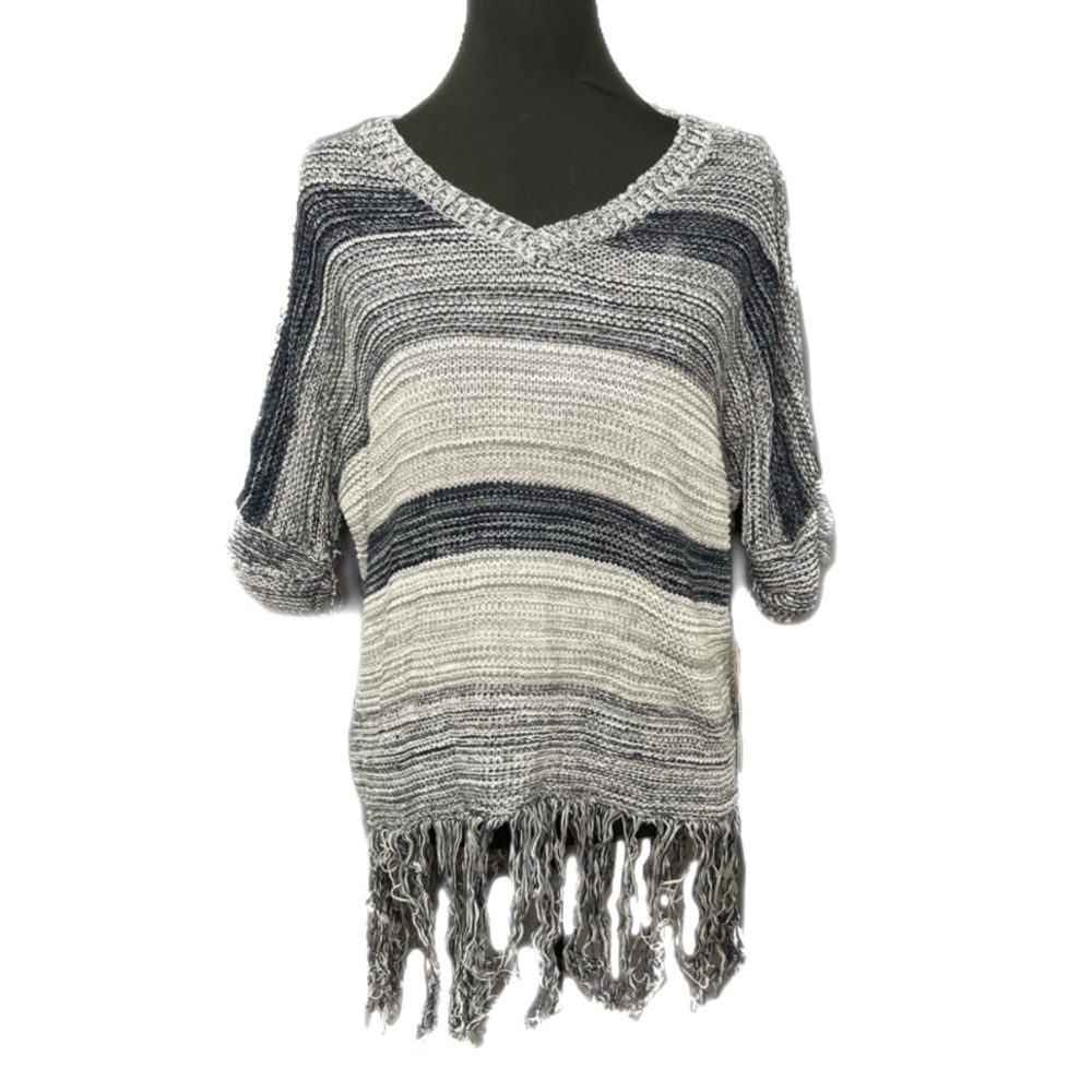 California Moonrise- Navy crochet knot t shirt with tassels